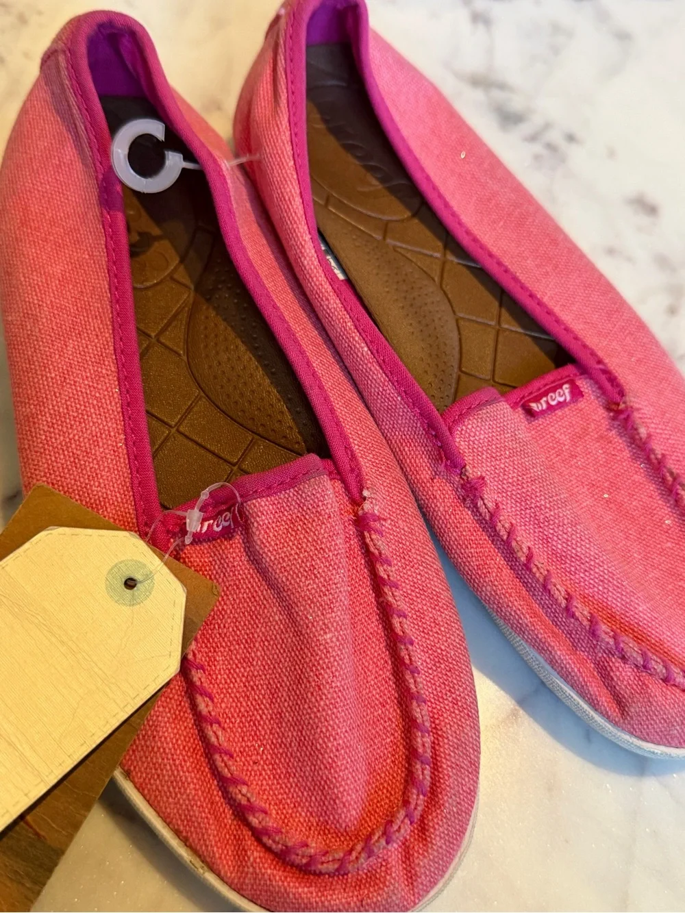 NWT Reef Kids Pink Slip-On Loafers 1